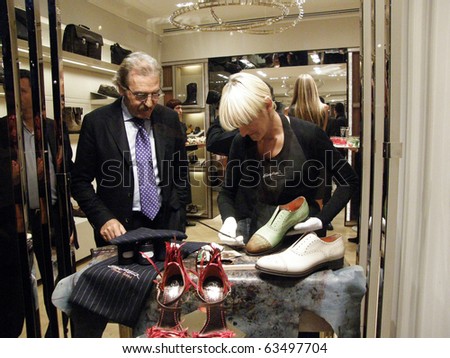ROME - OCTOBER 21: Opening store Santoni Piazza di Spagna;  lady shoes painting.October 21, 2010, Rome, Italy