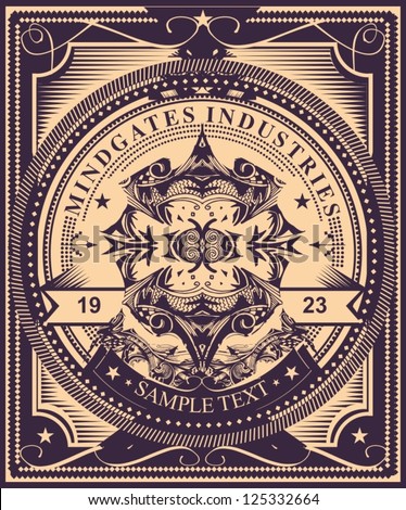 Luxurious and detailed  vintage label style  poster design. Highly detailed original vector artwork,  just add your own text to customize it for your own needs. Fully editable vector illustration.