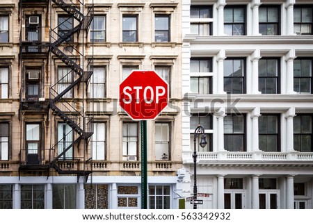 Similar – Foto Bild Symbolbild.Stopschild vor Straßeneinfahrt, vorbeifahrender Lieferwagen mit Bewegungsunschärfe