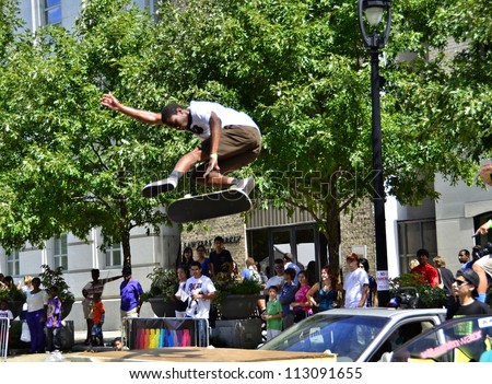 RALEIGH, NC, USA - SEPTEMBER 15: ArtSpark\'s festival in Fayetteville street attracted a big crowd on September 15, 2012 in Raleigh, NC, USA