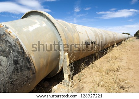 Large water pipeline above ground in rural Australia