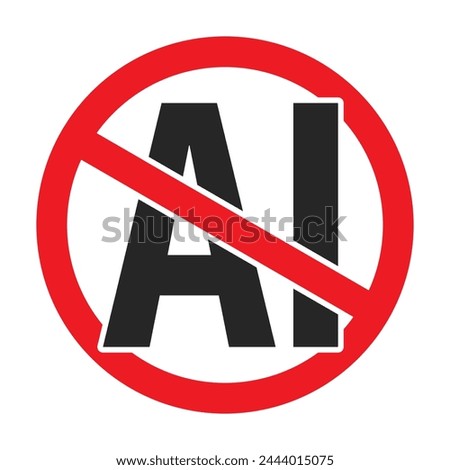 No AI symbol or no artificial intelligence sign in vector