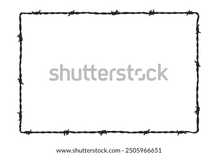 Barbed wire rectangle border frame black fill silhouette vector