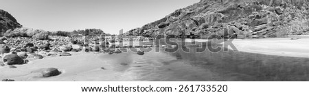 Deep Creek Conservation Park on the Fleurieu Peninsula in South Australia in panoramic format in black and white