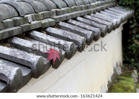 white wall of japanese shrine or temple wall