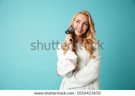 Similar – Image, Stock Photo Blonde woman hold an autumn leave.