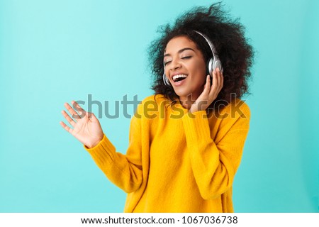 Similar – Image, Stock Photo Happy Afro Woman Using Phone