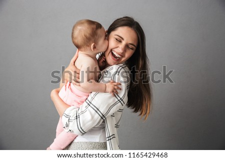 Similar – Image, Stock Photo Mother with her baby at home