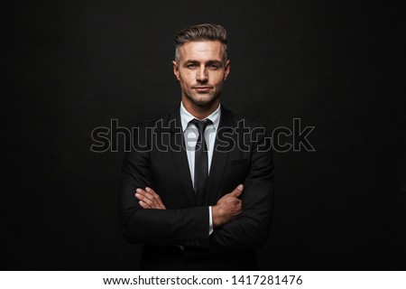 Similar – Image, Stock Photo Portrait of Handsome Black Man Turning Head Looking at Camera
