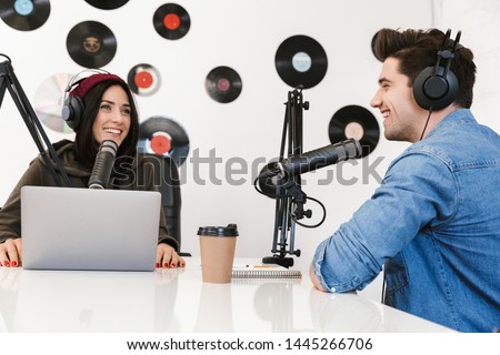 Similar – Image, Stock Photo Young moderator in a moderation break 1