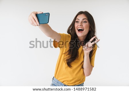 Similar – Image, Stock Photo selfie Girl Cellphone