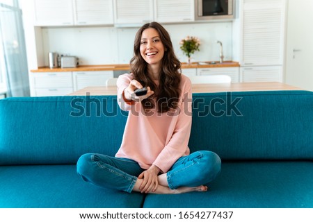 Similar – Image, Stock Photo Cheerful female filming beauty video blog