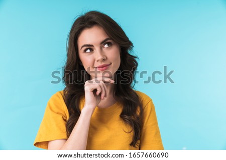 Image, Stock Photo Alluring young woman looking in mirror on sunny day