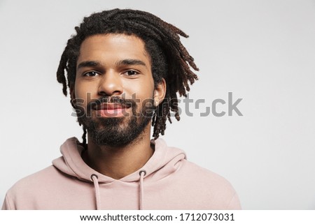 Similar – Image, Stock Photo Portrait of Handsome Black Man Turning Head Looking at Camera