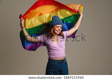 Similar – Image, Stock Photo rainbow flag on grey facade