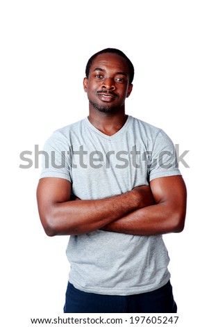 Portrait of a smiling african man over white background