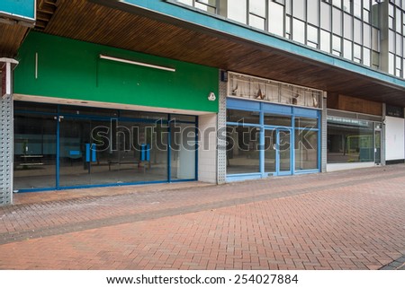 BRACKNELL, UK - AUGUST 11, 2013: An empty high street in the Berkshire town of Bracknell. Awaiting demolition to make way for re-development.