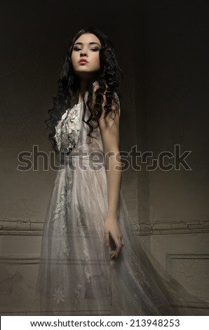 Beautiful ghost girl in white dress