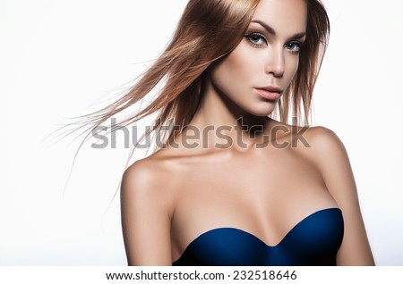 Beautiful woman with long hair and perfect skin