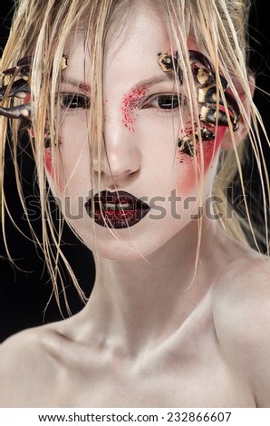 Woman with scary spikes on face