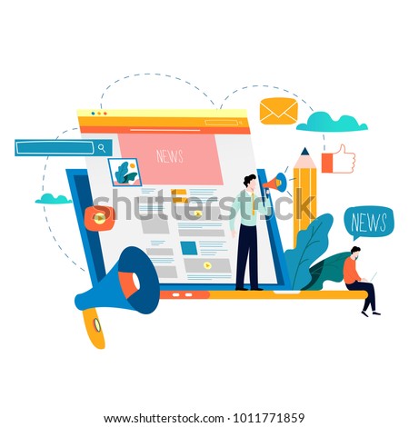 News update, online news, newspaper, news website flat vector illustration. Webpage, information about events, activities, company information and announcements