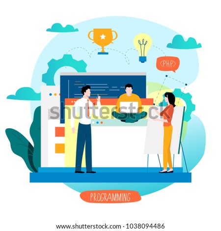 Coding, programming, website and application development flat vector illustration design for mobile and web graphics