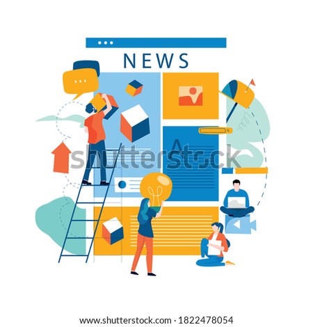 Online news, news update, news website, electronic newspaper flat vector illustration design. News webpage, information about activities, events, company announcements and informations