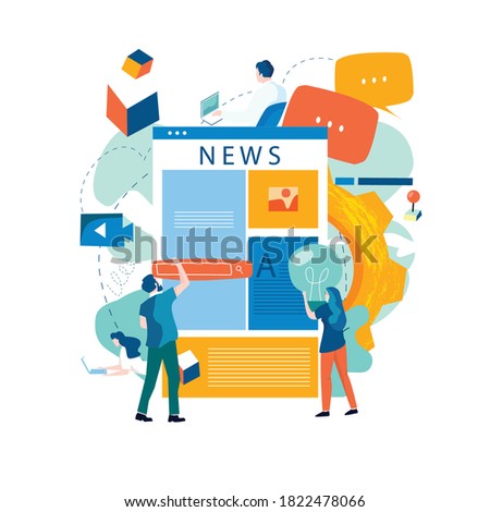 Online news, news update, news website, electronic newspaper flat vector illustration design. News webpage, information about activities, events, company announcements and informations