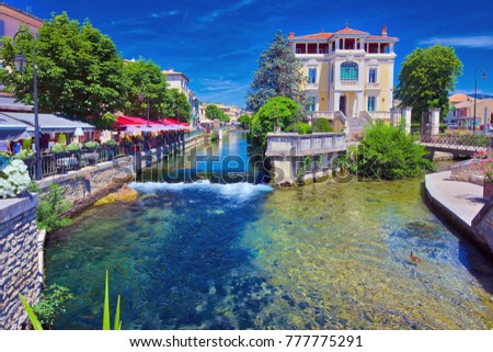 L'Isle sur la Sorgue, a town in Provence, France, famous for antiques Stok fotoğraf © 