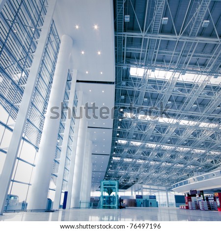 Modern Architecture of shanghai airport, walkway and roof