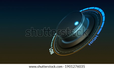 close-up view of a knob turned to high, concept of high performance copy space (3d render) Сток-фото © 