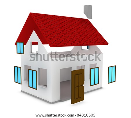One Cartoon House Under Construction (3d Render) Stock Photo 84810505 ...