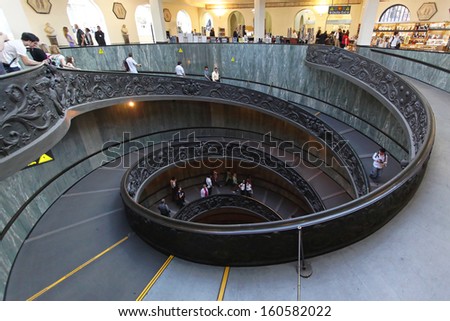 ROME, ITALY - OCTOBER 26: The Bramante Staircase in Vatican on OCTOBER 26, 2009. Double Helix Staircase in Vatican.