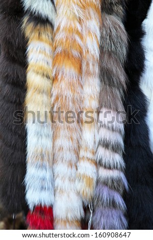 Modern fur tail shawls at display