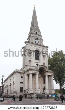 LONDON, UNITED KINGDOM - NOVEMBER 17: Christ Church Spitalfields London on NOVEMBER 17, 2013. Christ Church Spitalfields in East London, United Kingdom.