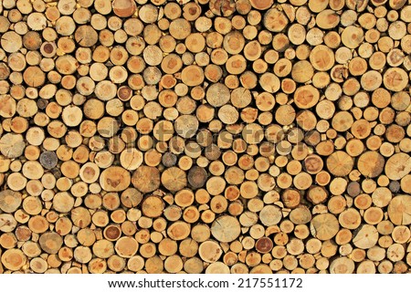 Big wall made from brown log wood