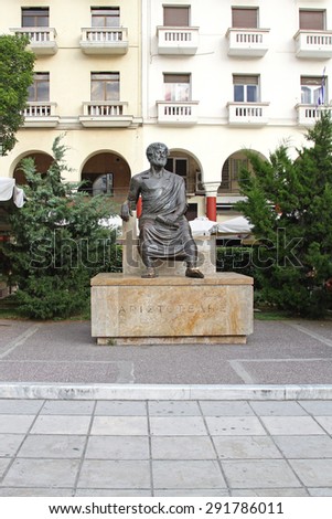 THESSALONIKI, GREECE - JUNE 30: Aristotle statue in Thessaloniki on JUNE 30, 2011. Greek philosopher Aristotle sculpture at city square in Thessaloniki, Greece.