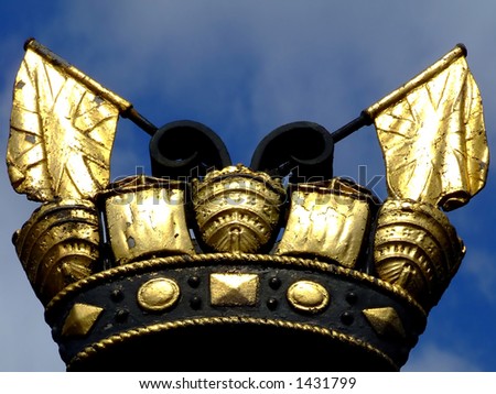 Black and gold British maritime crown closeup
