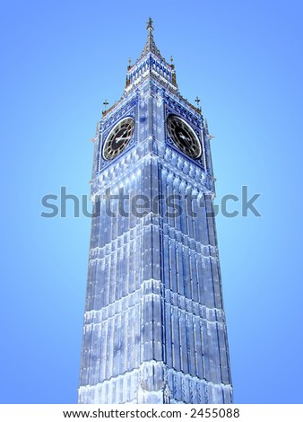 London tower Big Ben in abstract blue vision