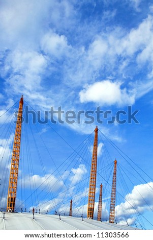 Big yellow support columns of Millennium dome