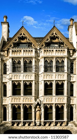 Decorative building facade from medieval period in London