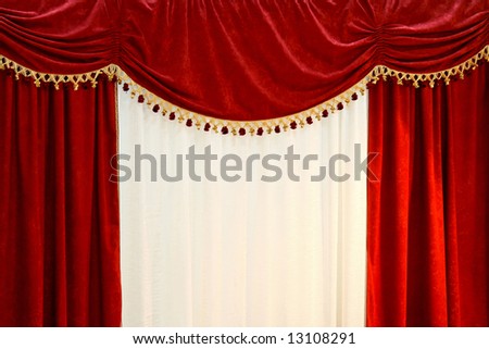 Theatre Style Curtains In Red And White Stock Photo 13108291 : Shutterstock