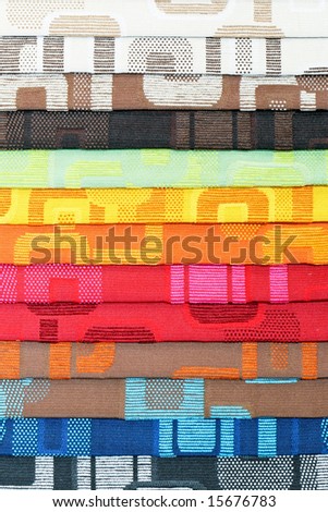 Material samples of color palette and texture