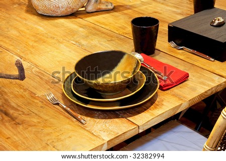 Rustic table setting with natural materials