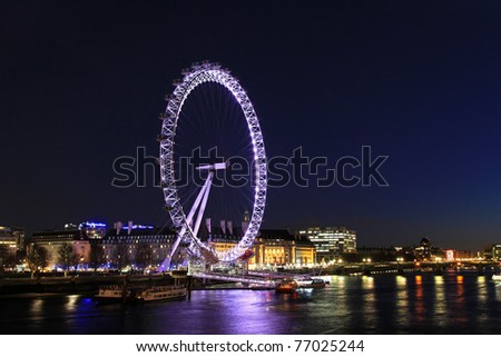 London eye big observation wheel at night