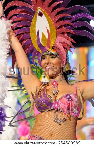 TENERIFE, FEBRUARY 7: Group in The carnival the Santa Cruz de Tenerife, during different contests of Carnival groups. FEBRUARY 7, 2015, Tenerife (Canary Islands) Spain.