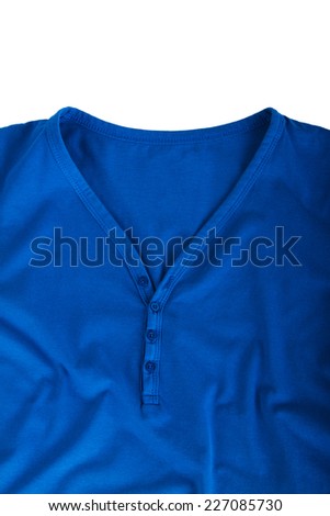 Blue T-shirt isolated on white background - Stock Image