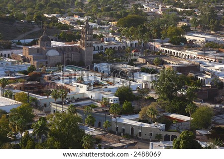 partial eagle view of the town of Alamos in the northern state of Sonora, Mexico, Latin America