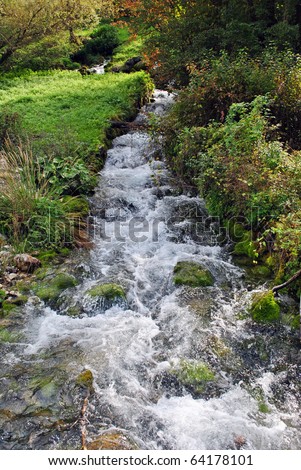 freshwater stream with small waterfall