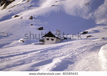 mountain retreat in the Dolomites in winter